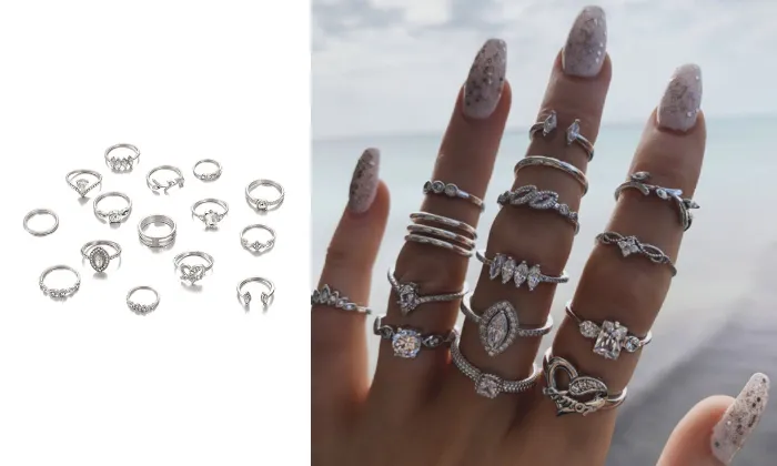 15 Piece /Set Women Punk Vintage Knuckle Rings