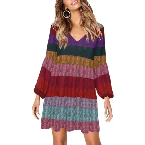 2 multicolored snakeskin2 V-Neck Loose Fit Dress (Model D62)