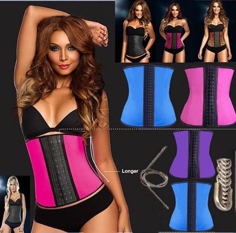 2016 Hot Body Shapers Latex Waist Cincher Waist Trainer Corsets Underbust Waist Corsets 9 Steel Bones Slim Belt Fajas Plus Size