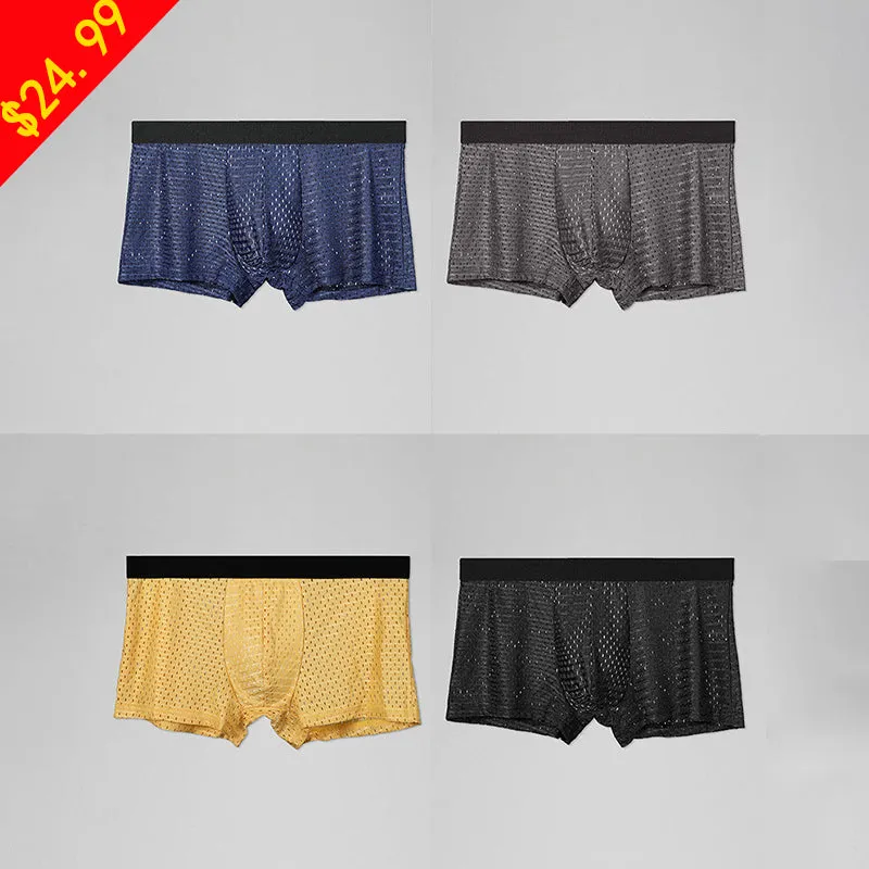 4 Pack Cool Mesh Ice Silk Men's Trunks