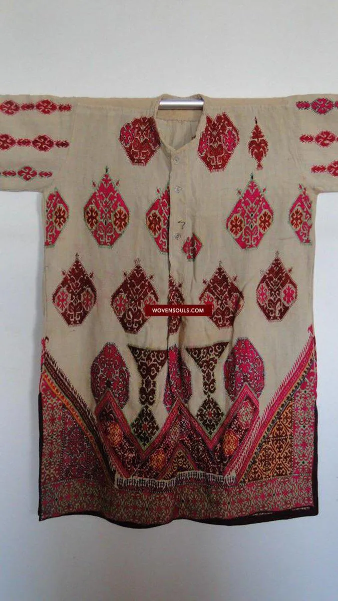 646 SOLD Antique Swat Valley Bridal Costume Handmade cotton with embroidery textile art