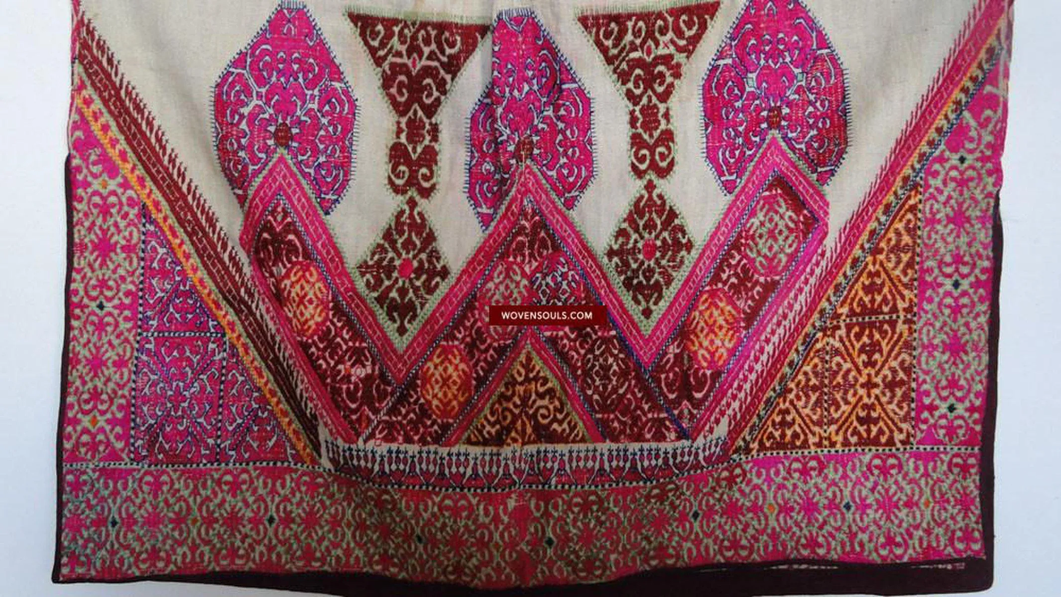 646 SOLD Antique Swat Valley Bridal Costume Handmade cotton with embroidery textile art