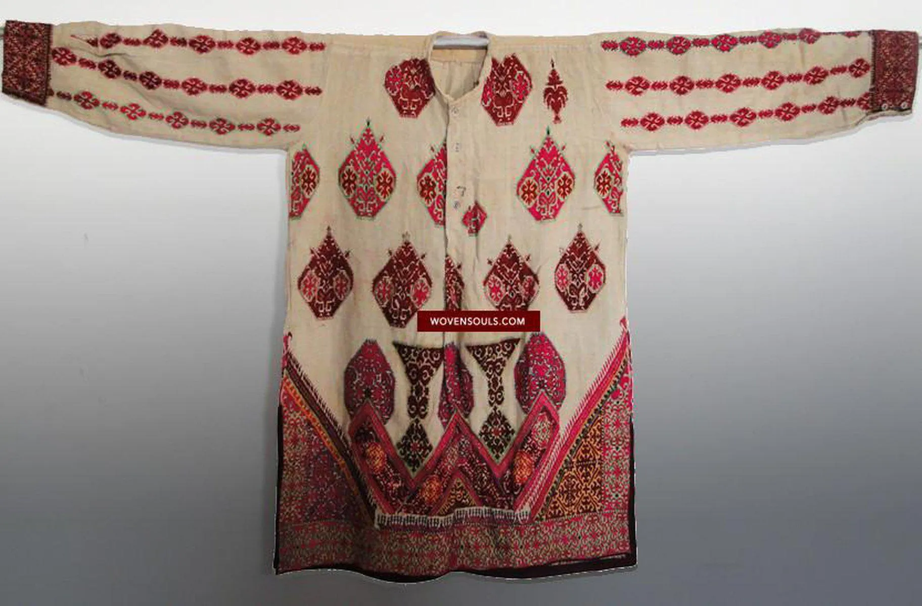 646 SOLD Antique Swat Valley Bridal Costume Handmade cotton with embroidery textile art