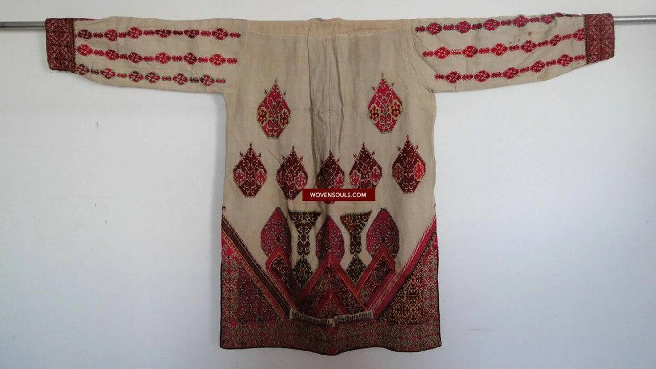 646 SOLD Antique Swat Valley Bridal Costume Handmade cotton with embroidery textile art