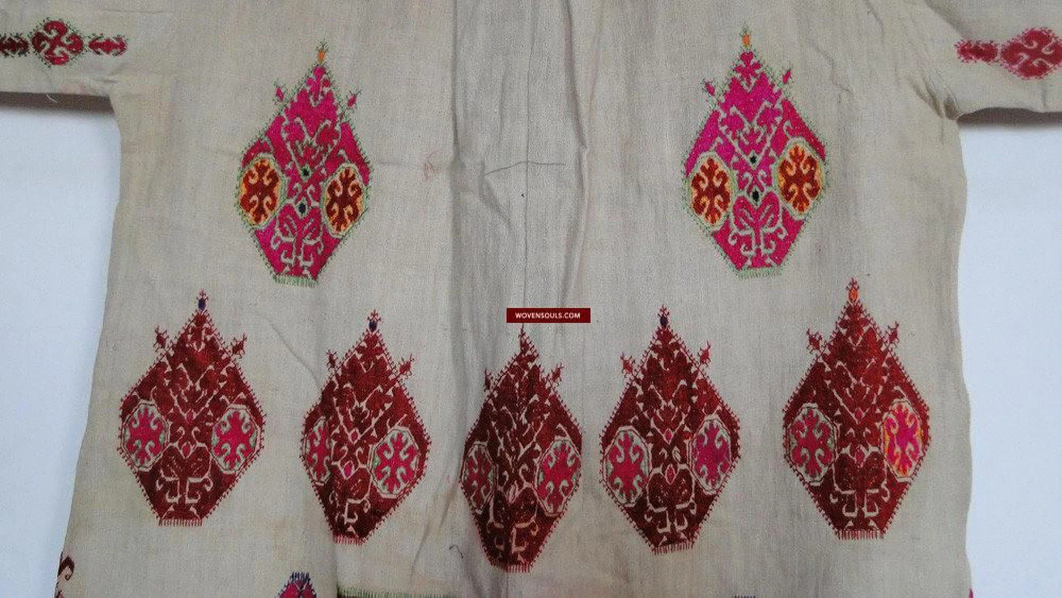 646 SOLD Antique Swat Valley Bridal Costume Handmade cotton with embroidery textile art