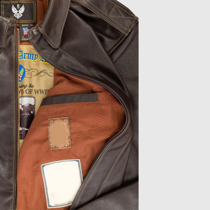 Aces and Eights Flight Brown Leather Jacket Special For Christmas