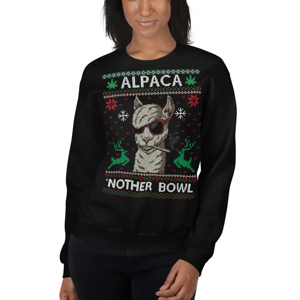 Alpaca 'Nother Bowl Ugly Weed Christmas Sweatshirt