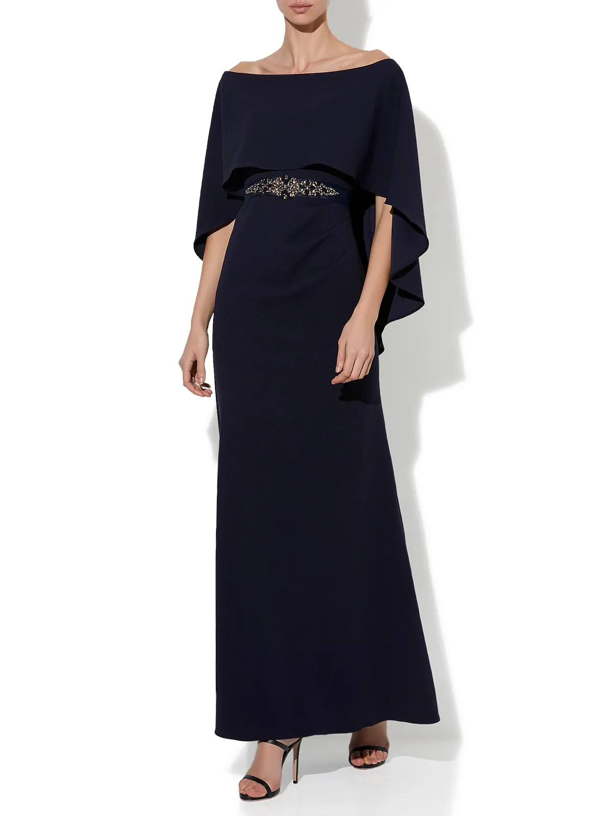 Ariella Navy Stretch Crepe Gown