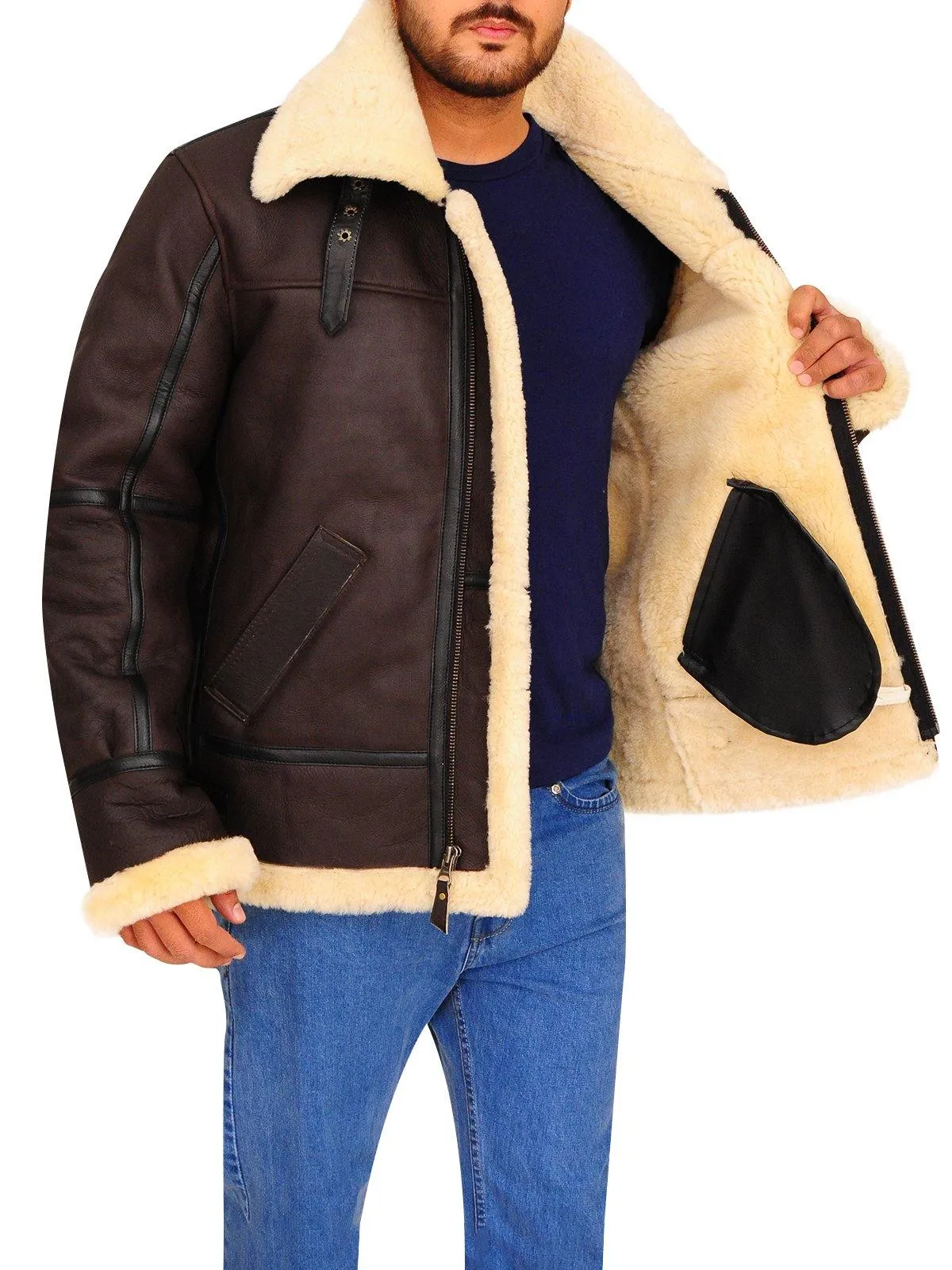 B3 Bomber Aviator Shearling Leather Jacket