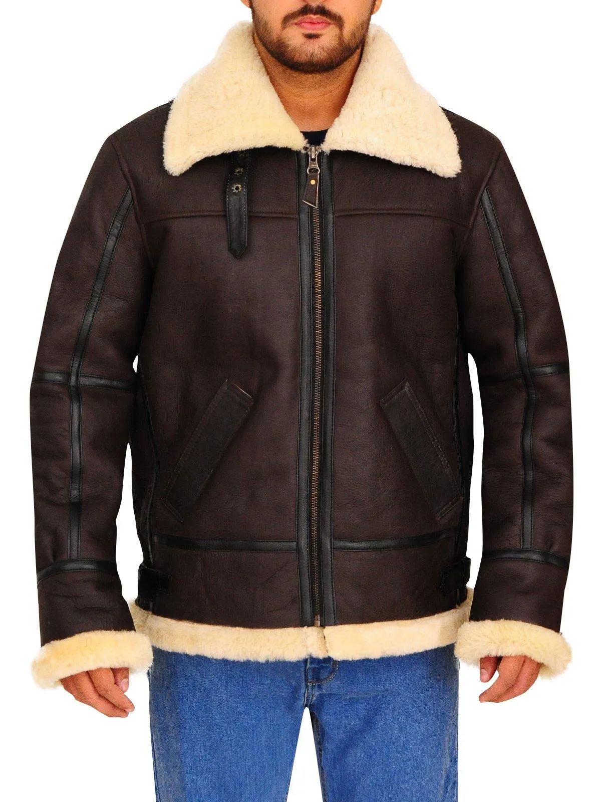 B3 Bomber Aviator Shearling Leather Jacket