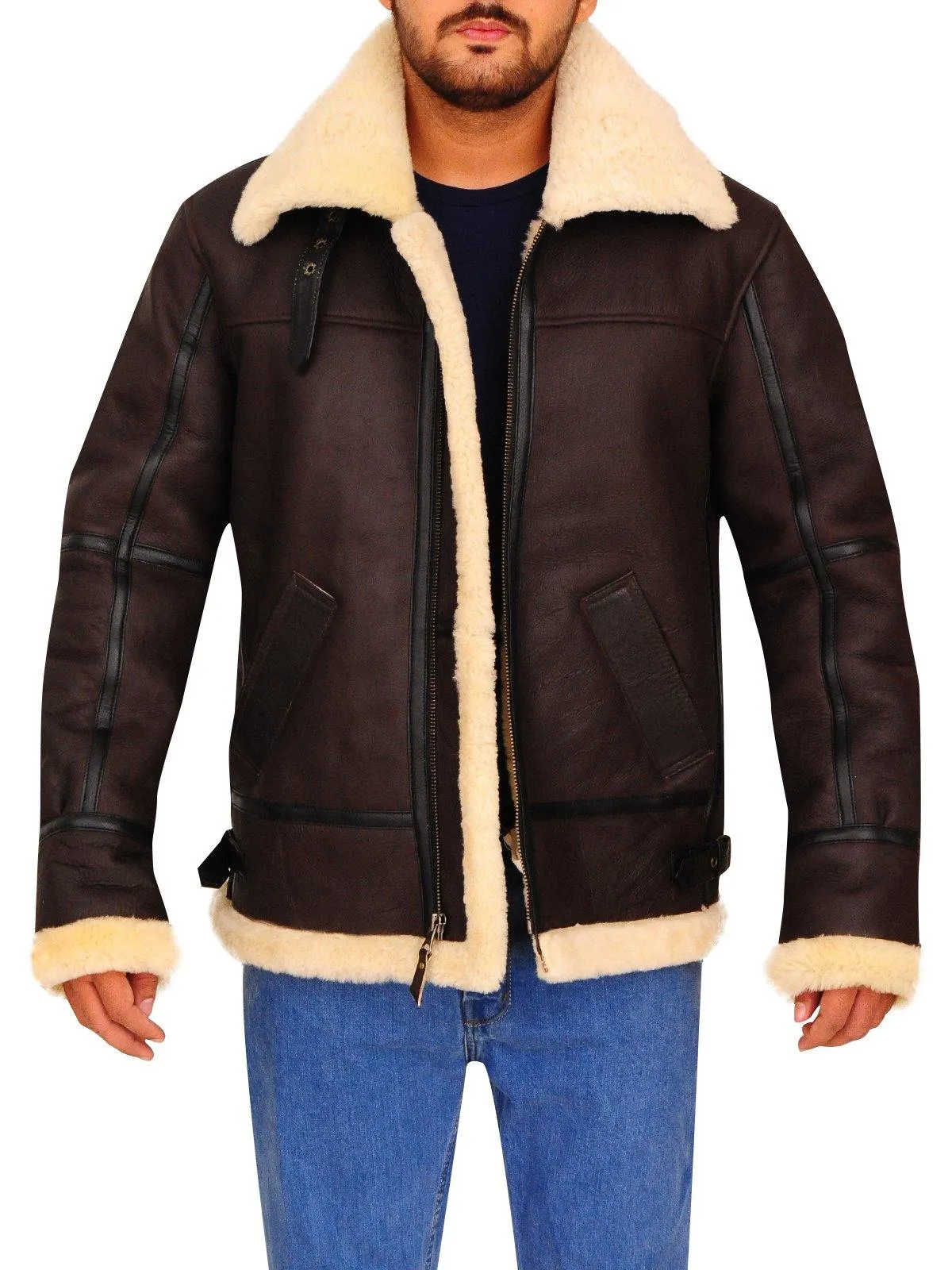 B3 Bomber Aviator Shearling Leather Jacket