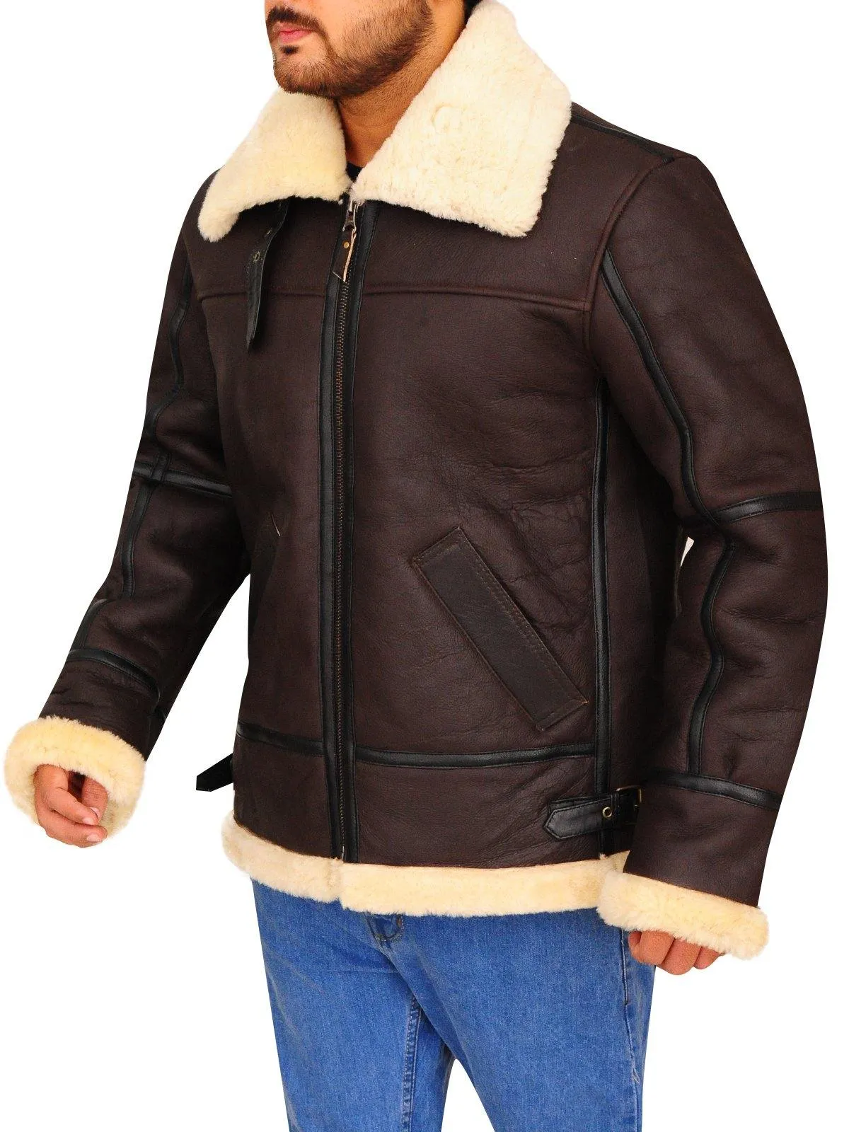 B3 Bomber Aviator Shearling Leather Jacket