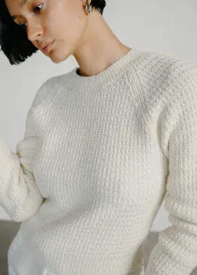 Barrett Waffle Knit Pullover, Alpaca Cotton, Cream