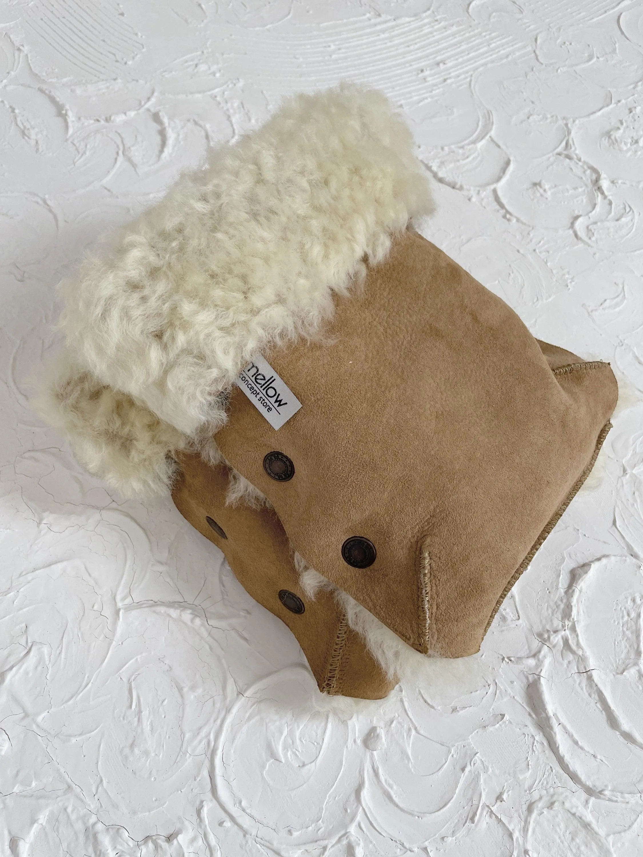 Beige Natural Sheepskin Stroller Hand Muffs