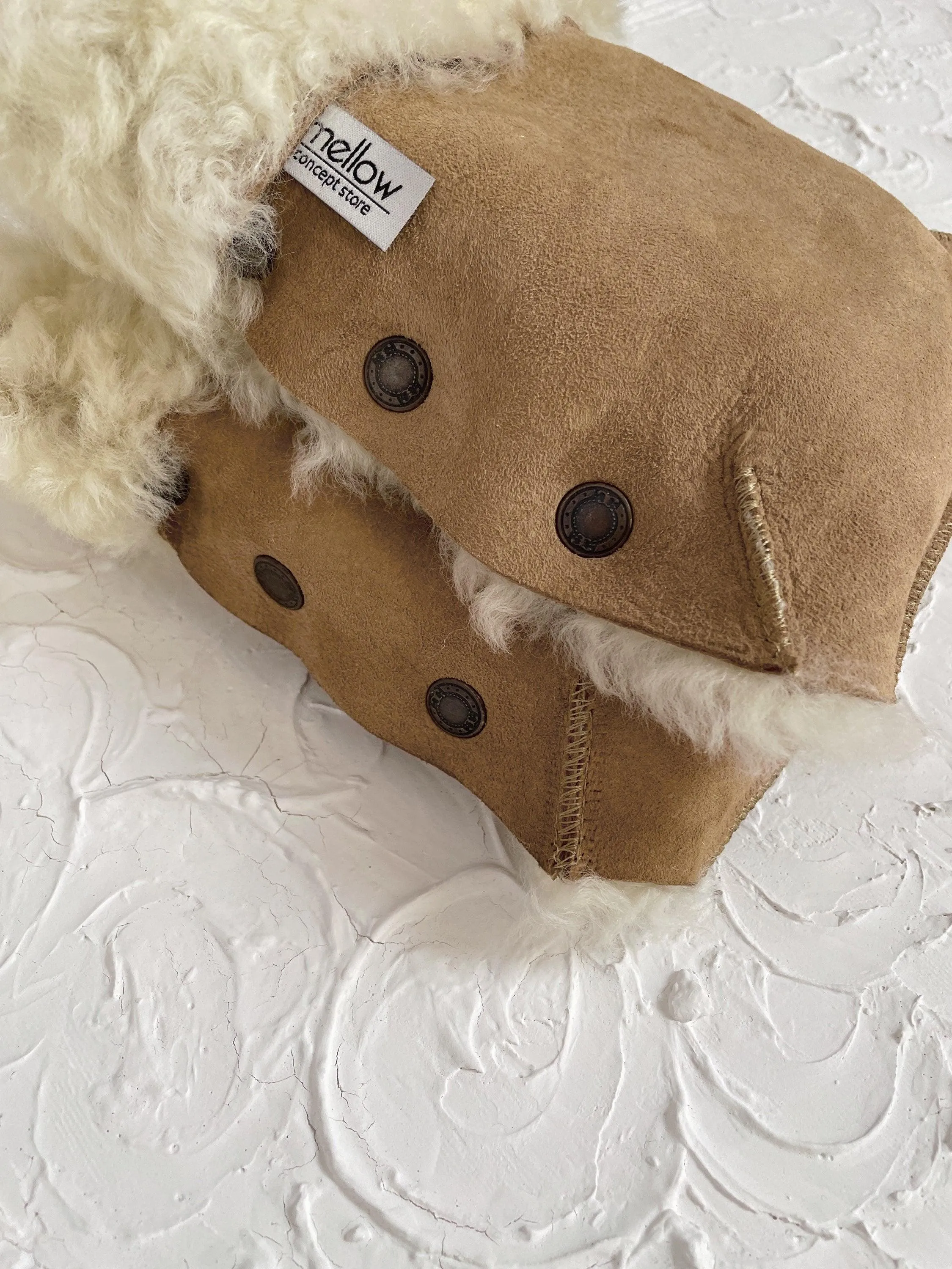 Beige Natural Sheepskin Stroller Hand Muffs