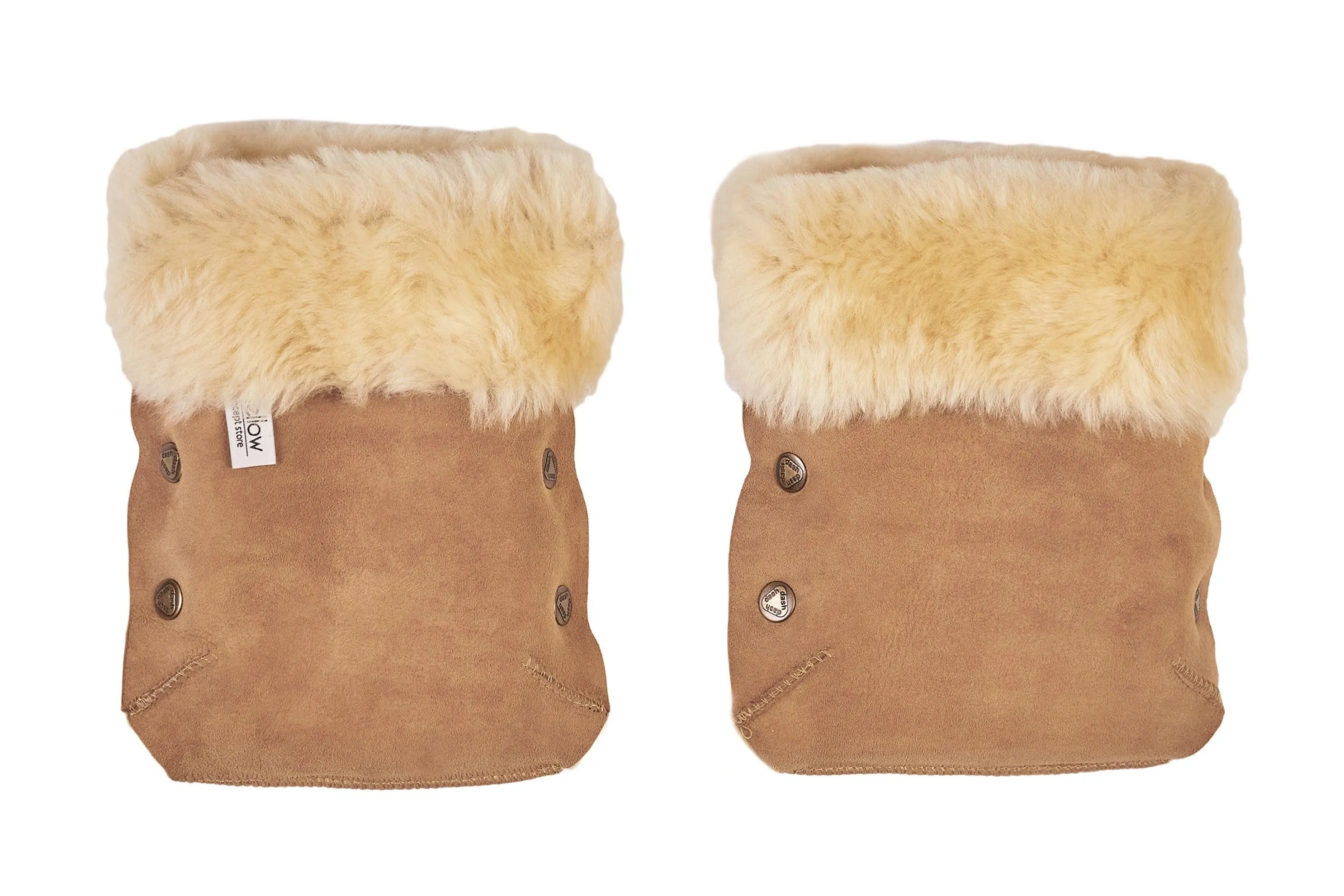 Beige Natural Sheepskin Stroller Hand Muffs