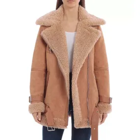 Best Style Winter Genuine Sheepskin Oversized Faux Shearling Biker Jacket