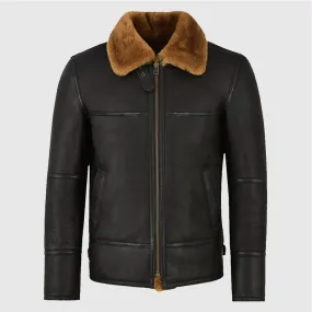 Best Winter Unique Looking Traditional Black Shearling Jacket For Men