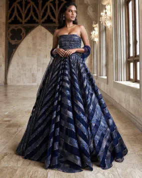 Blue Moon Volume Gown With Cape