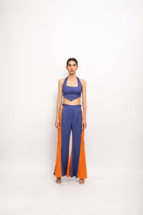 Blue-Orange Halter Neck Set