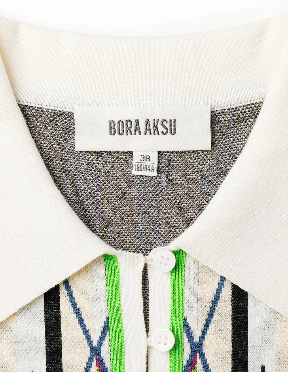 BORA AKSU Lapel-Collar Buttons Diamond-Knit Cardigan