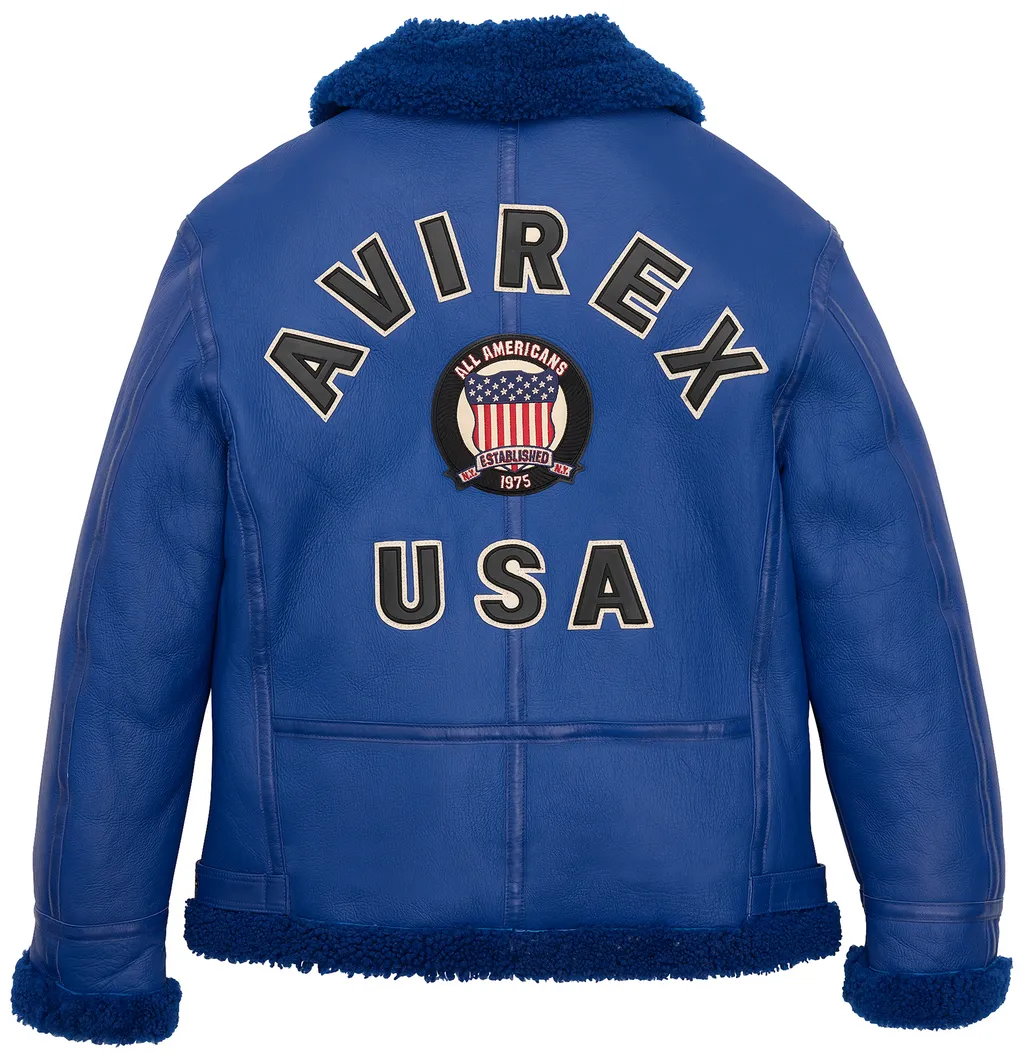 Buy Best Original Winter Avirex B3 Shearling Mazarine Blue Leather Jackets For Sale