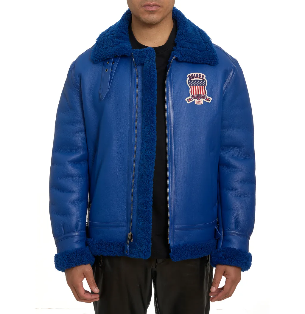 Buy Best Original Winter Avirex B3 Shearling Mazarine Blue Leather Jackets For Sale