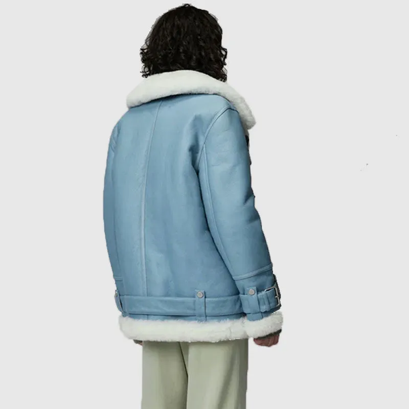 Buy Best Women Style Light Blue B3 RAF Aviator Styled Sheepskin Shearling Leather Jacket