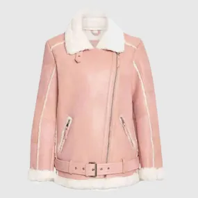 Buy Best Womens Rose Blossom Shearling Leather Jacket For Sale