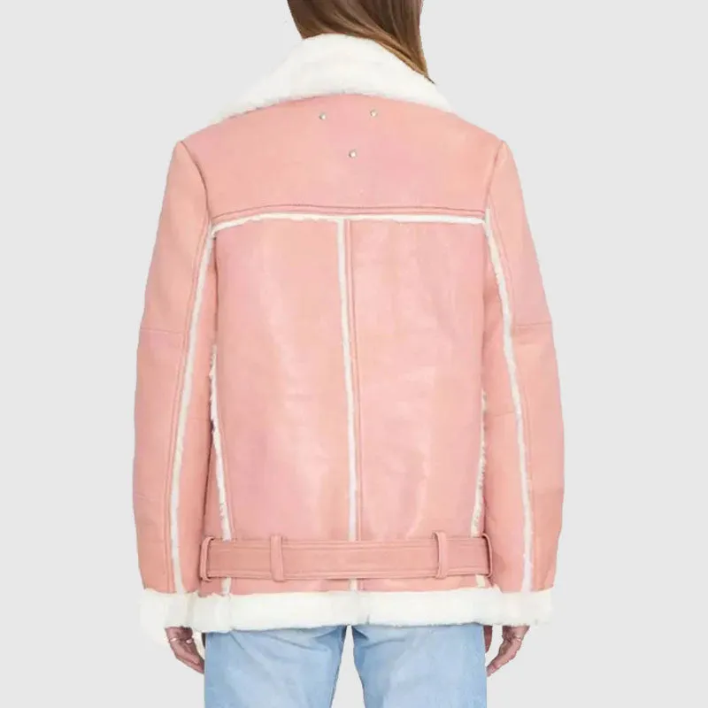 Buy Best Womens Rose Blossom Shearling Leather Jacket For Sale