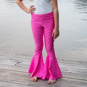 Children's Pink or White Mermaid Scales Bell Bottoms