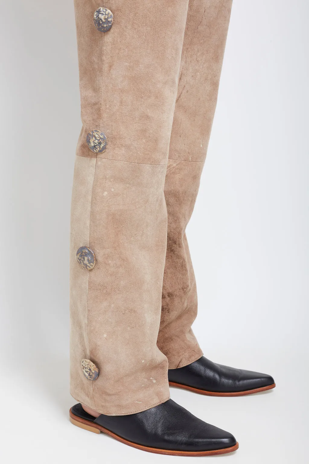 Coqueto: Raw Beige Suede Pants