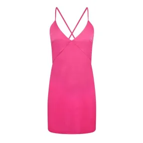 Cross Back Camisole Night Dress- Fuchsia