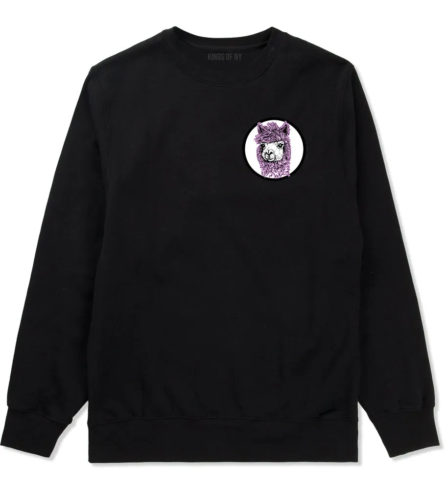 Cute Alpaca Face Circle Chest Mens Crewneck Sweatshirt