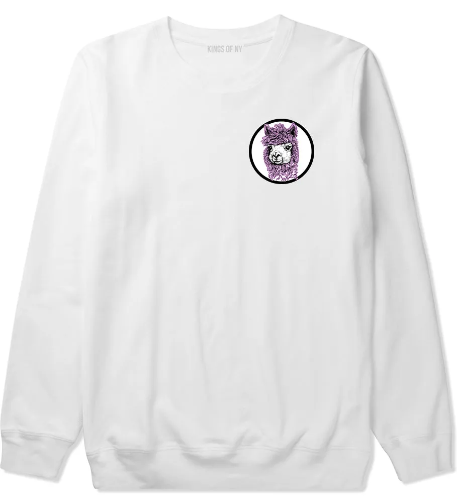 Cute Alpaca Face Circle Chest Mens Crewneck Sweatshirt