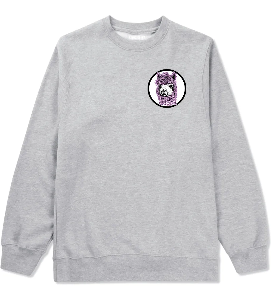 Cute Alpaca Face Circle Chest Mens Crewneck Sweatshirt