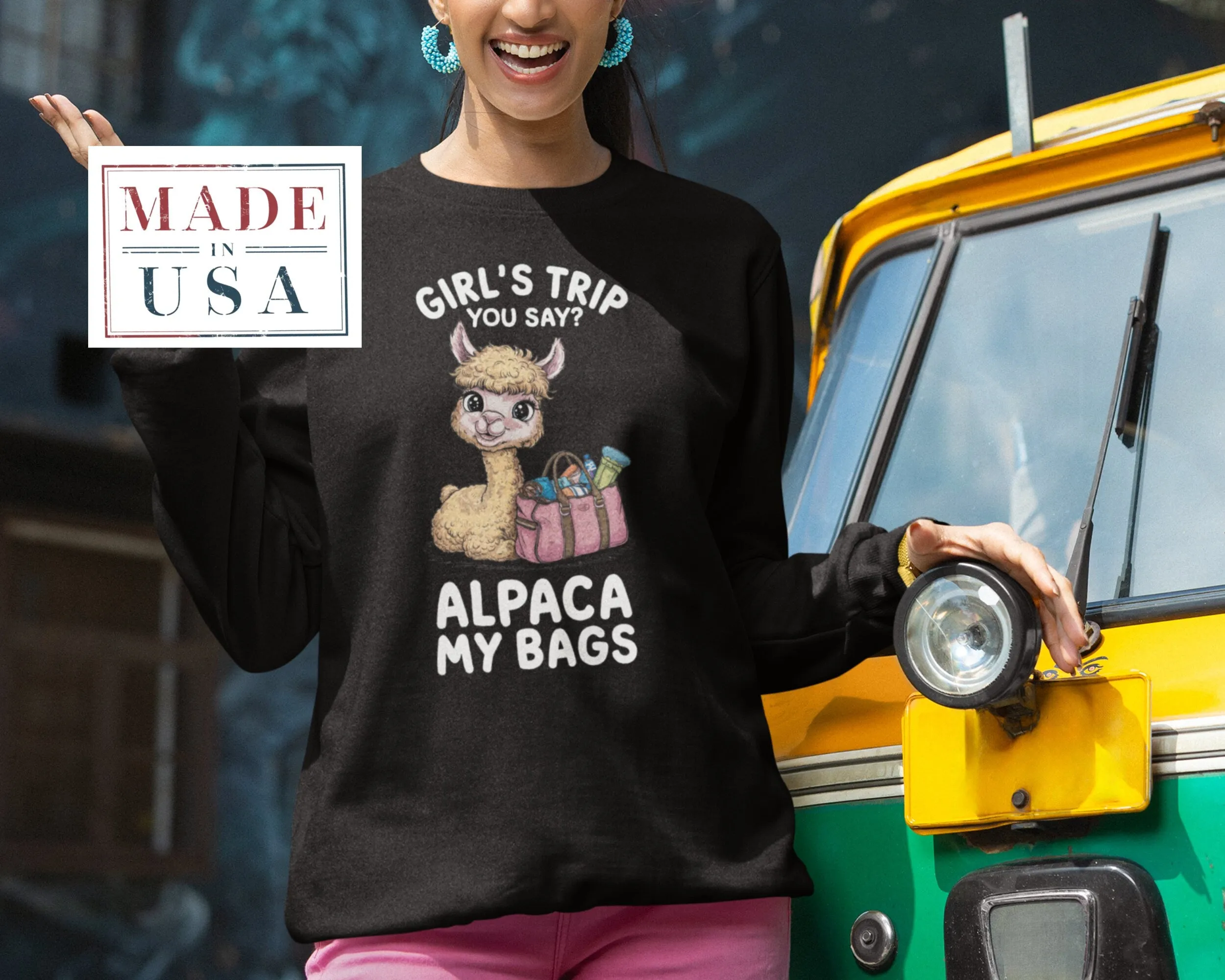 Cute Alpaca T-Shirt, Girls Trip You Say T-Shirt, Funny Graphic Tee, Alpaca My Bags Shirt, Women's Travel T-Shirt, Animal Lover Sweatshirt