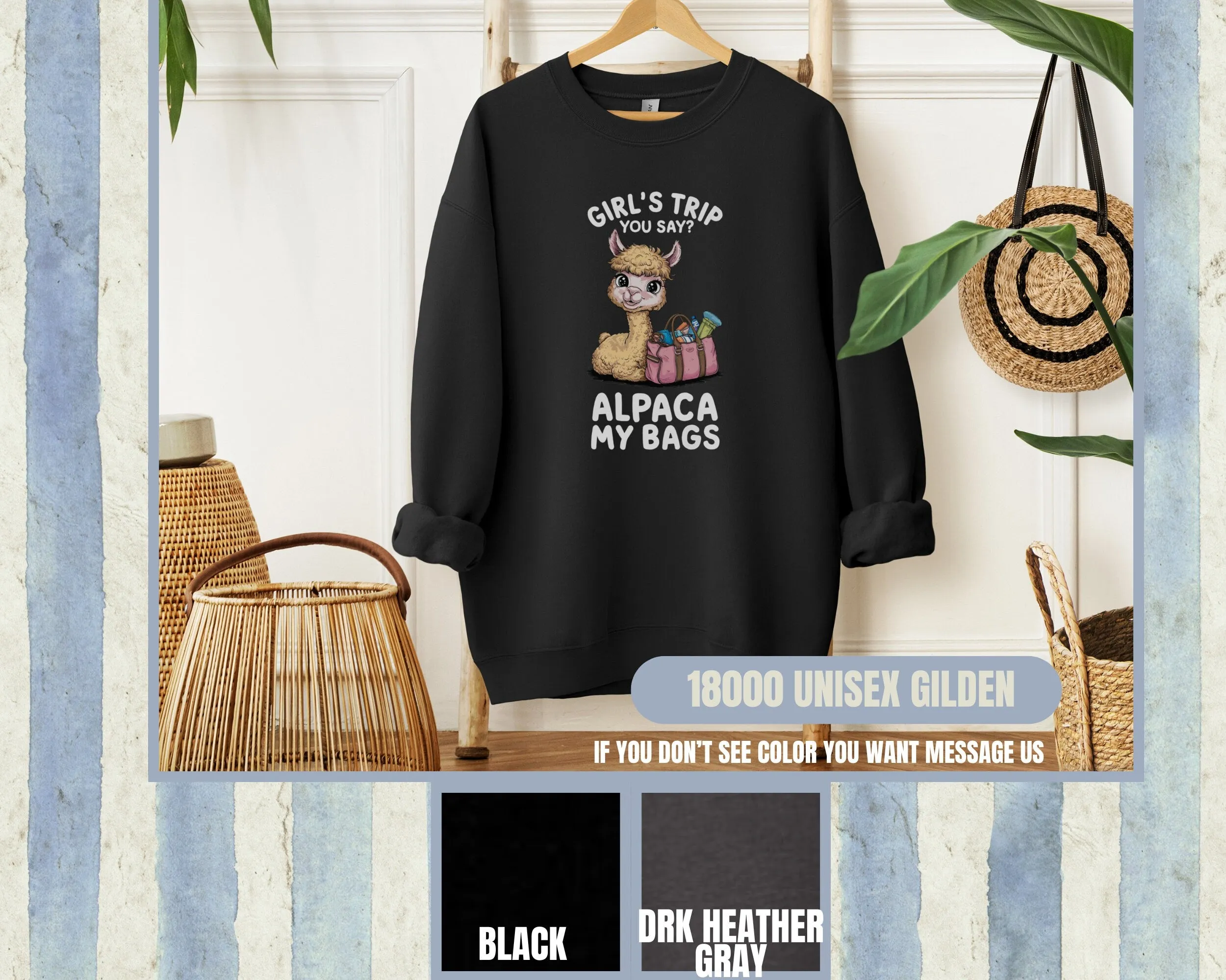 Cute Alpaca T-Shirt, Girls Trip You Say T-Shirt, Funny Graphic Tee, Alpaca My Bags Shirt, Women's Travel T-Shirt, Animal Lover Sweatshirt