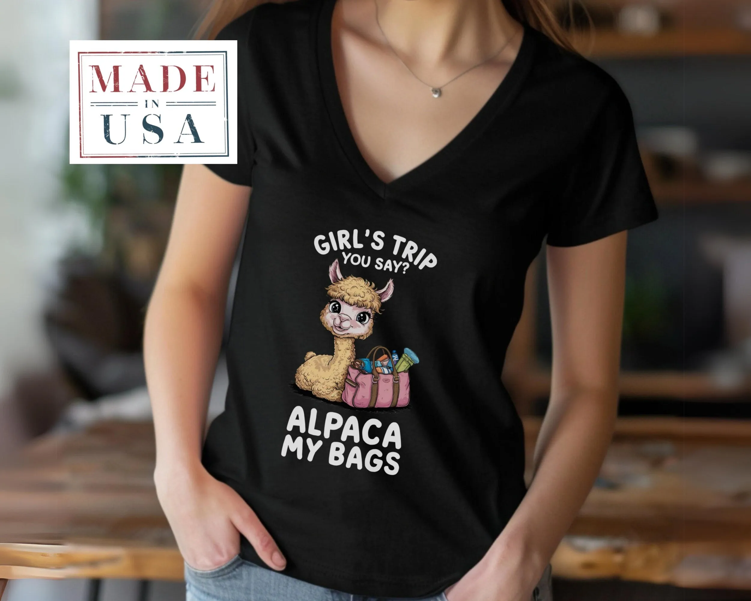 Cute Alpaca T-Shirt, Girls Trip You Say T-Shirt, Funny Graphic Tee, Alpaca My Bags Shirt, Women's Travel T-Shirt, Animal Lover Sweatshirt