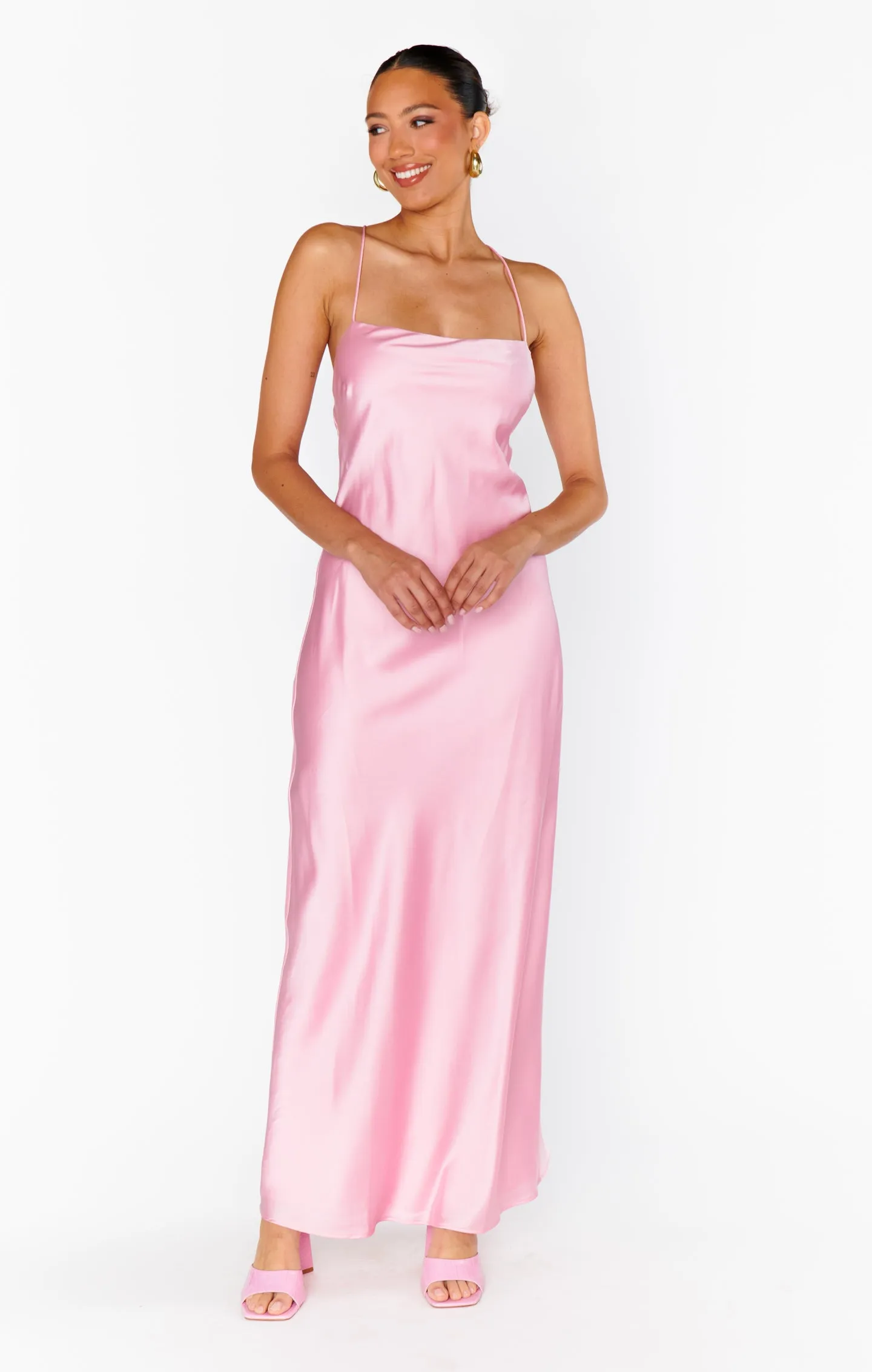 Dani Slip Dress ~ Light Pink Luxe Satin