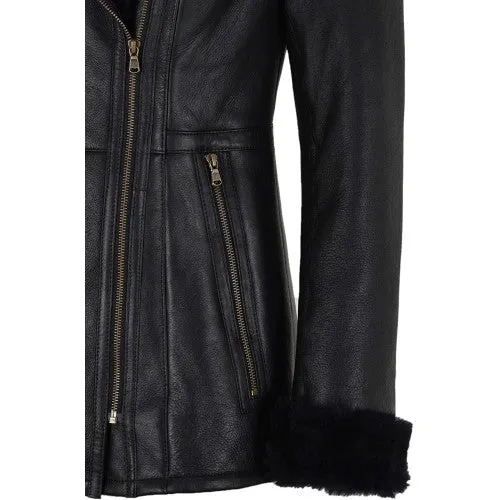 Designer Sheep Leather Shearling Coat For Women