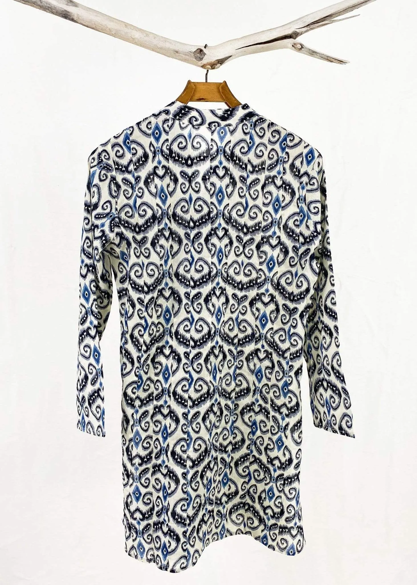 Dolma Blue and Black Sujana Button Up Tunic