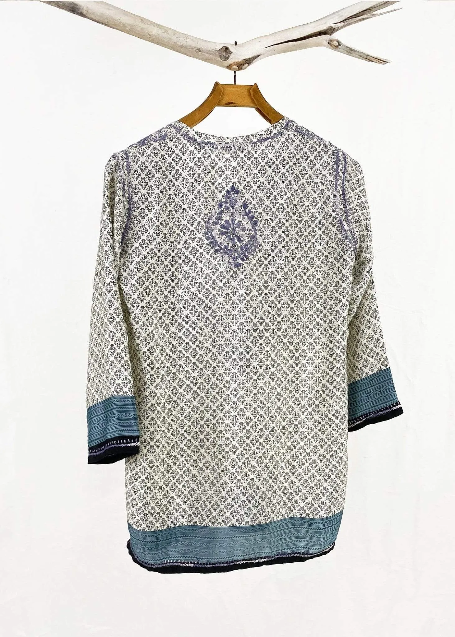 Dolma Grey Hand Embroidered Silk Blend Tunic