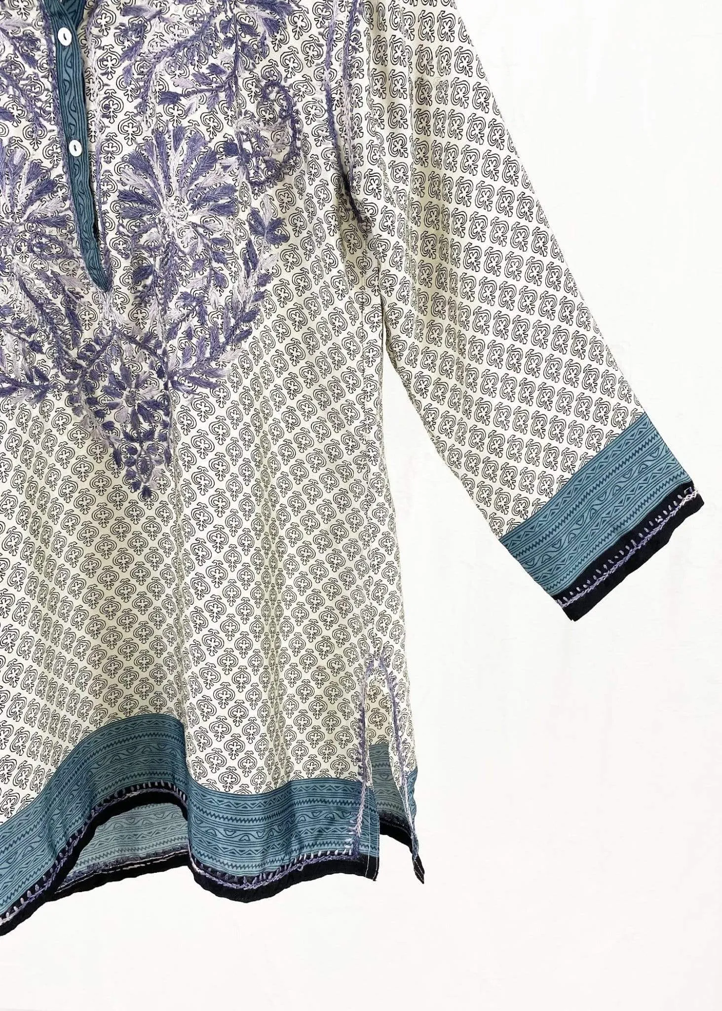 Dolma Grey Hand Embroidered Silk Blend Tunic