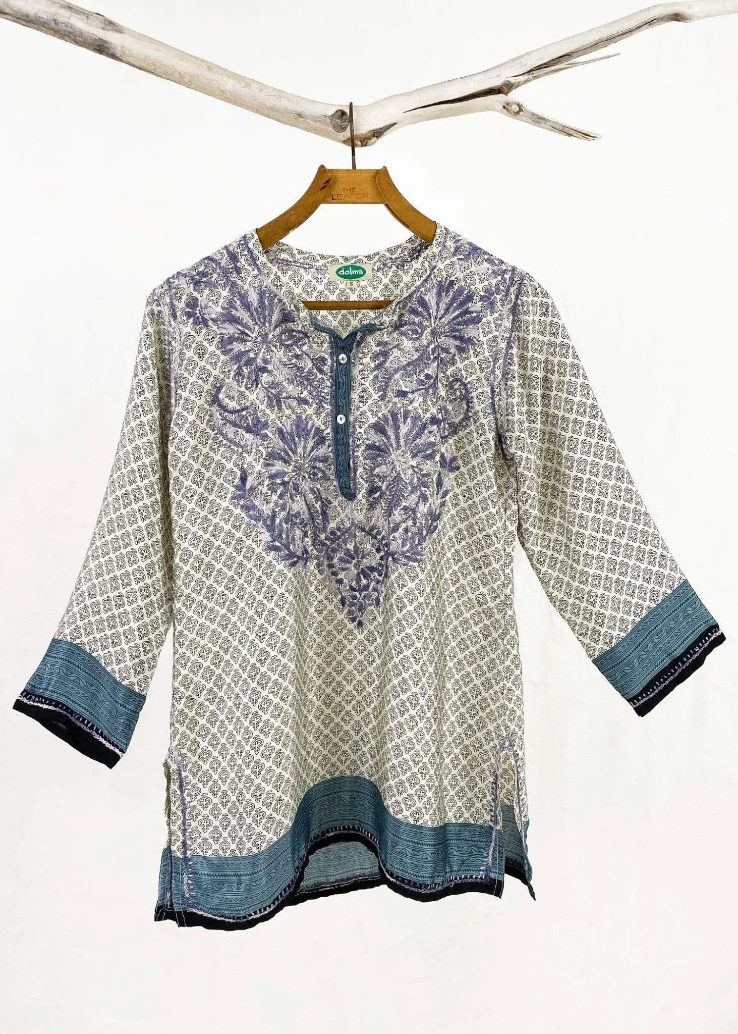 Dolma Grey Hand Embroidered Silk Blend Tunic