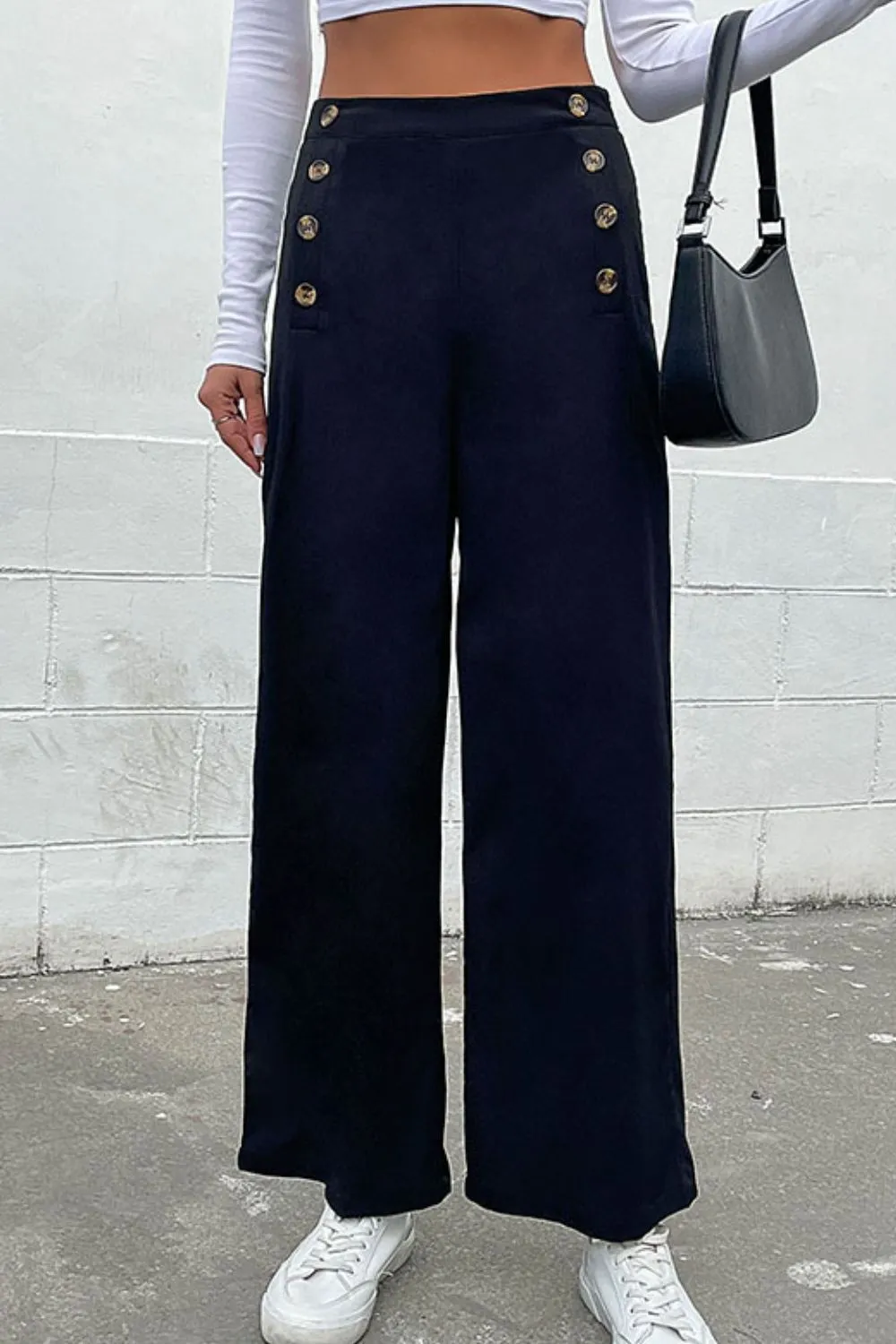 Double Buttoned Sailor Pants, Resort Wide Leg Pants