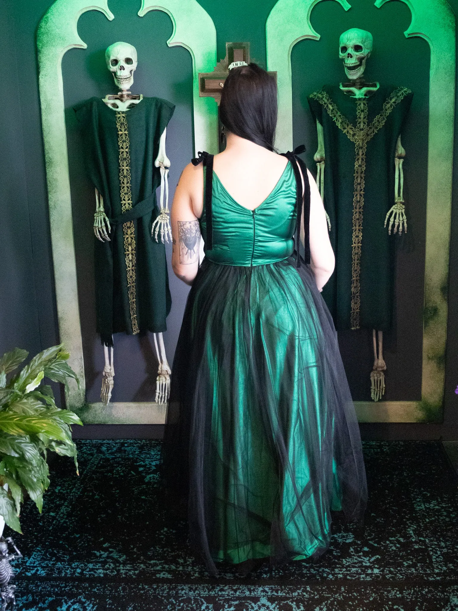 Emerald Embellished Ribbon Gown