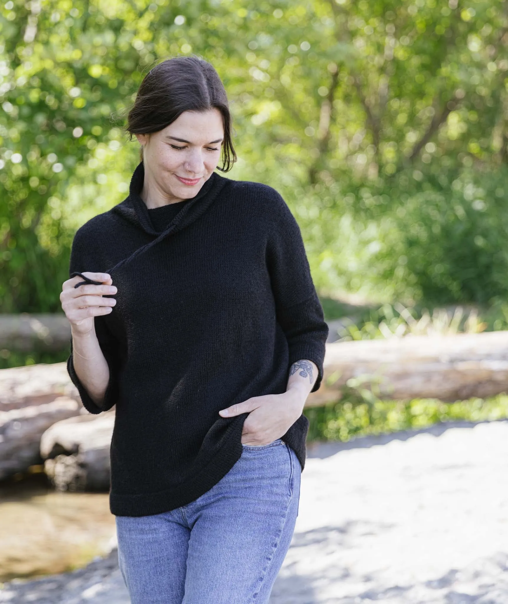 Funnel Neck Pullover Using Isager Bomulin and Alpaca 1