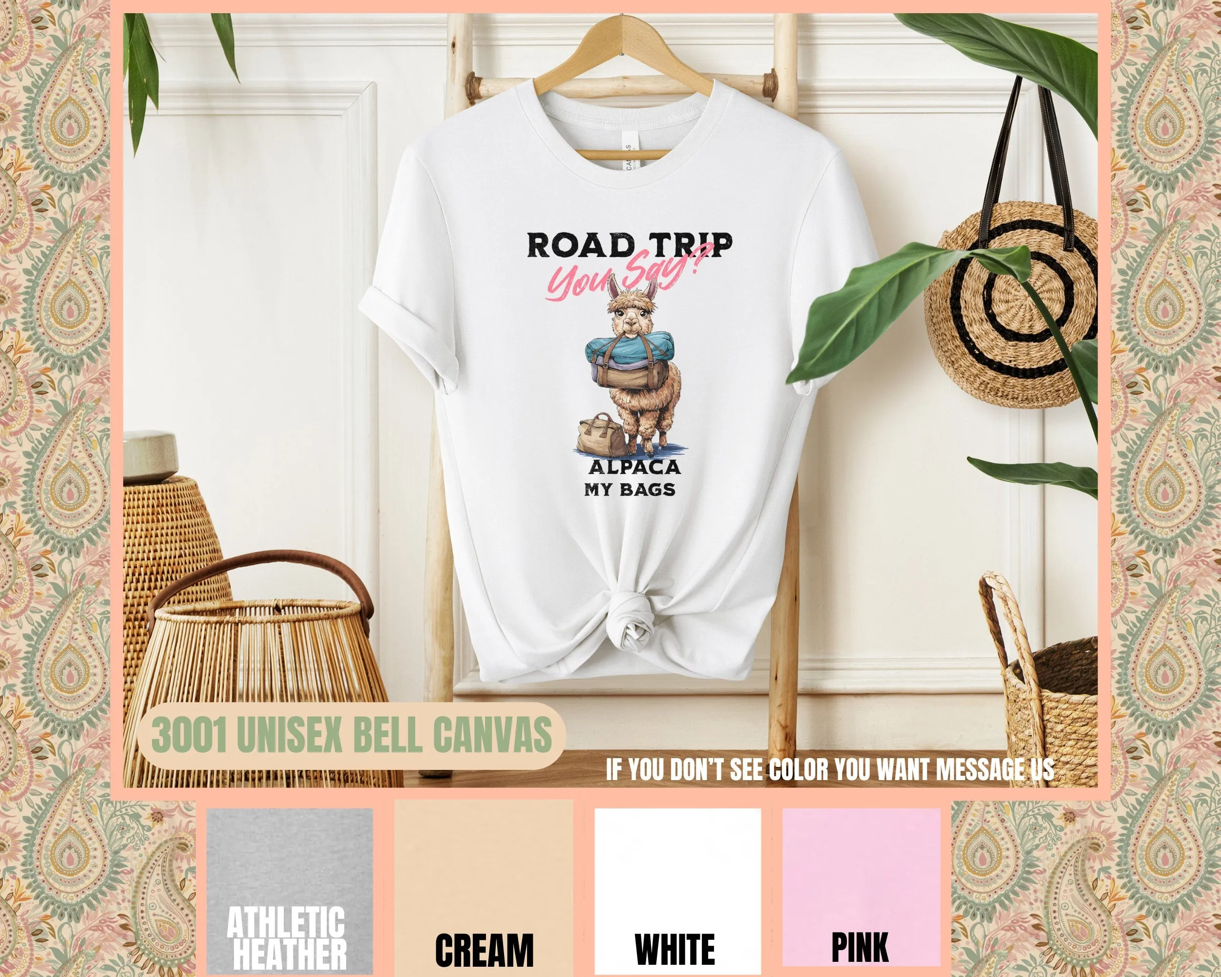 Funny Road Trip T-Shirt, Alpaca My Bags Graphic Tee, Humorous Travel Shirt, Cute Alpaca Illustration, Adventure Lover Gift Sweatshirt