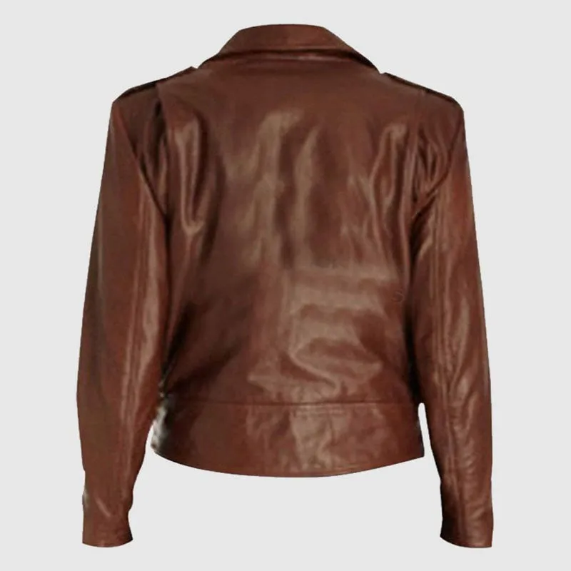 Genuine Best Fashion Emma Watson Slim Fit Brown Leather Jacket